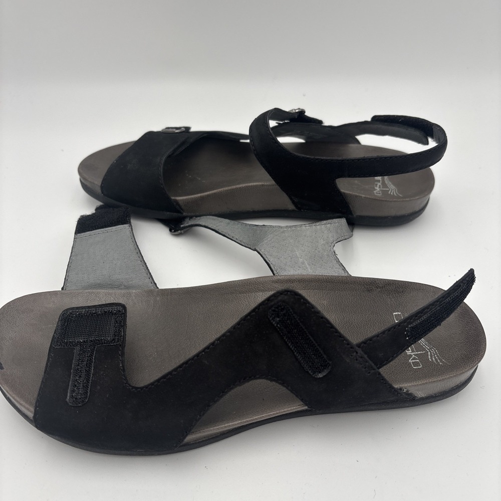 Dansko Sandals Womens Tricia Milled Burnished Wedge Black Comfort 38 - Picture 8 of 14